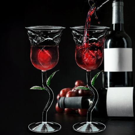 Rose Weinglas romantisches Valentinstag Geschenk für Weintrinker im 2er-Set