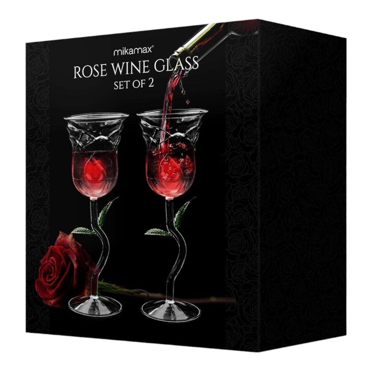 Rose Weinglas romantisches Valentinstag Geschenk für Weintrinker im 2er-Set