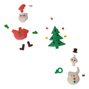 Weihnachtsfiguren Radiergummis mit mehreren Puzzleteilen im 3er Set