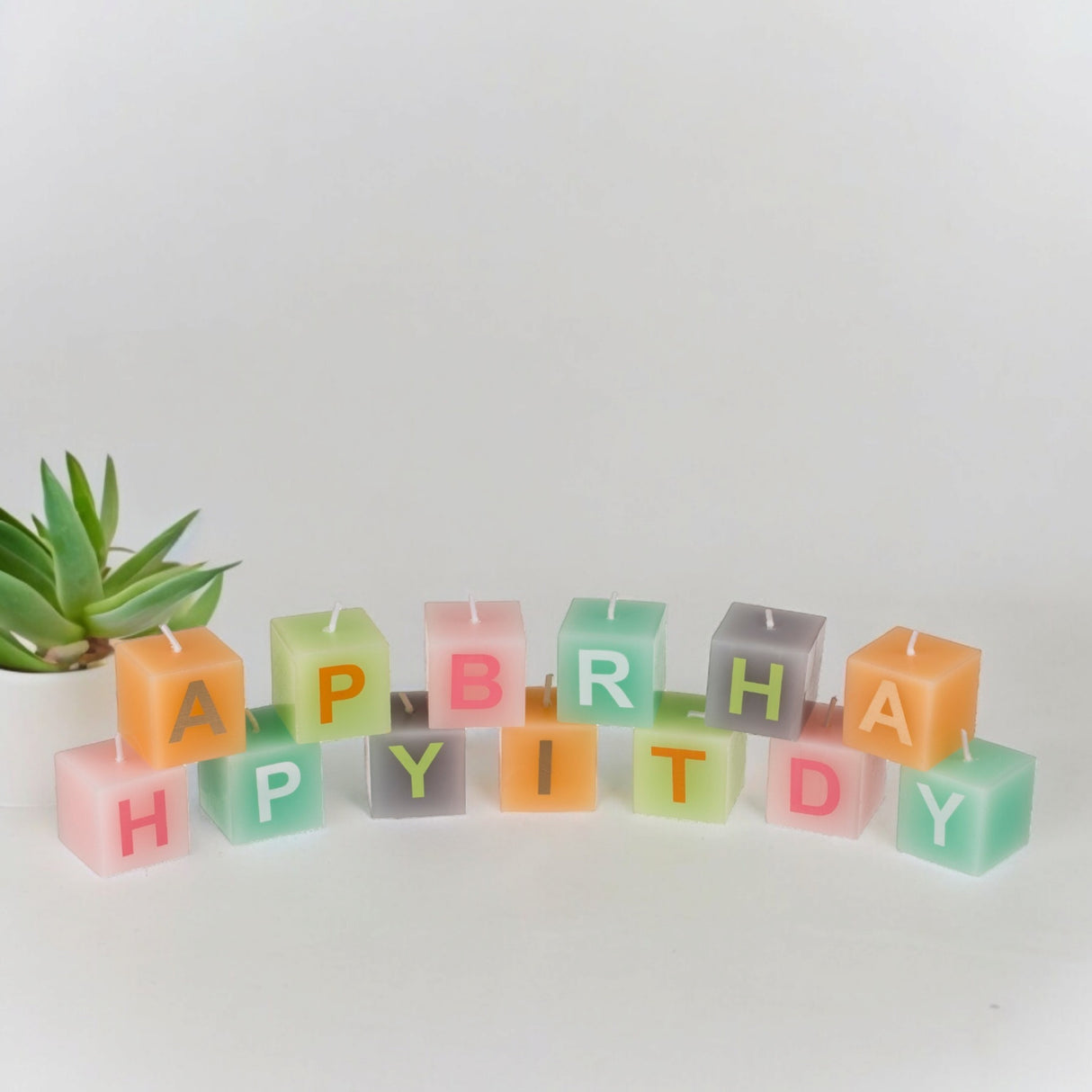 Geburtstagskerzen Geburtstag Dekokerzen Happy Birthday in bunten Pastellfarben