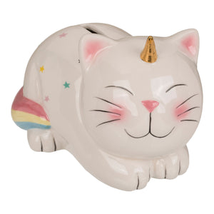Einhorn-Katze Spardose Einhorn Geschenk für Mädchen Sparschwein aus Keramik