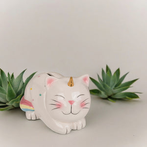 Einhorn-Katze Spardose Einhorn Geschenk für Mädchen Sparschwein aus Keramik