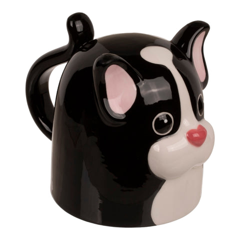 Schwarzer Hund kopfüber Kaffeebecher aus Keramik