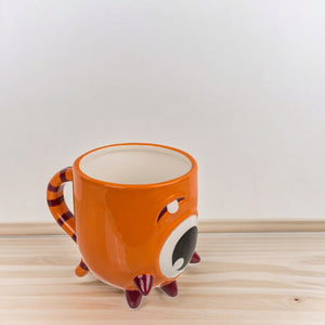 Oranges Monster Kopfüber Kaffeebecher Monstertasse für Kinder aus Keramik