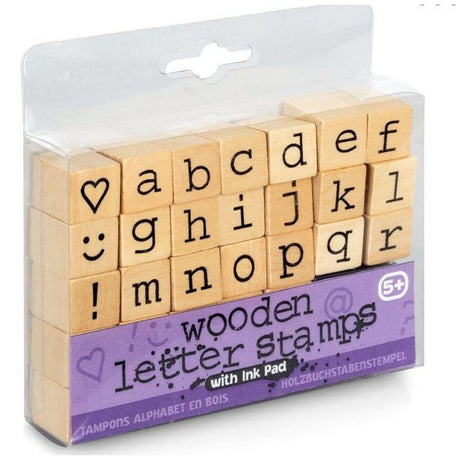 Buchstaben Holzstempel mit Stempelkissen im 31er Set