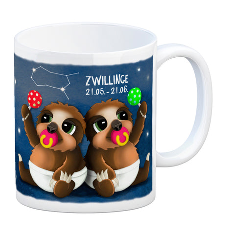 Sternzeichen Zwillinge Faultier Kaffeebecher