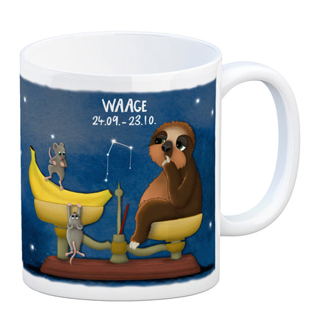 Sternzeichen Waage Faultier Kaffeebecher