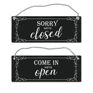 Come in we're open - Sorry we're closed Wendeschild mit Kordel
