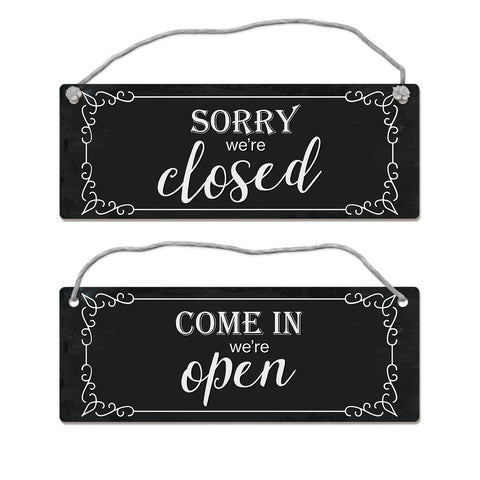 Come in we're open - Sorry we're closed Wendeschild mit Kordel