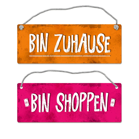 Bin shoppen - Bin Zuhause Wendeschild mit Kordel