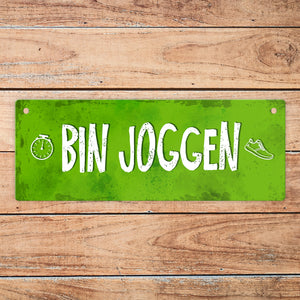 Bin joggen - Bin Zuhause Wendeschild mit Kordel