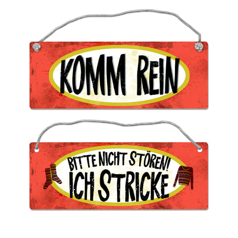 Bitte nicht stören - ich stricke Wendeschild mit Kordel