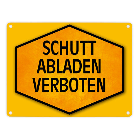 Schutt abladen verboten Warn- und Hinweisschild in Gelb und Schwarz