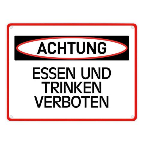 Essen und Trinken verboten Warn- und Hinweisschild im modernen Design