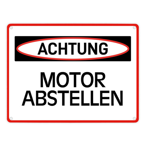 Motor abstellen Warn- und Hinweisschild im modernen Design