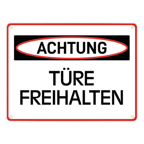 Türe freihalten Warn- und Hinweisschild im modernen Design