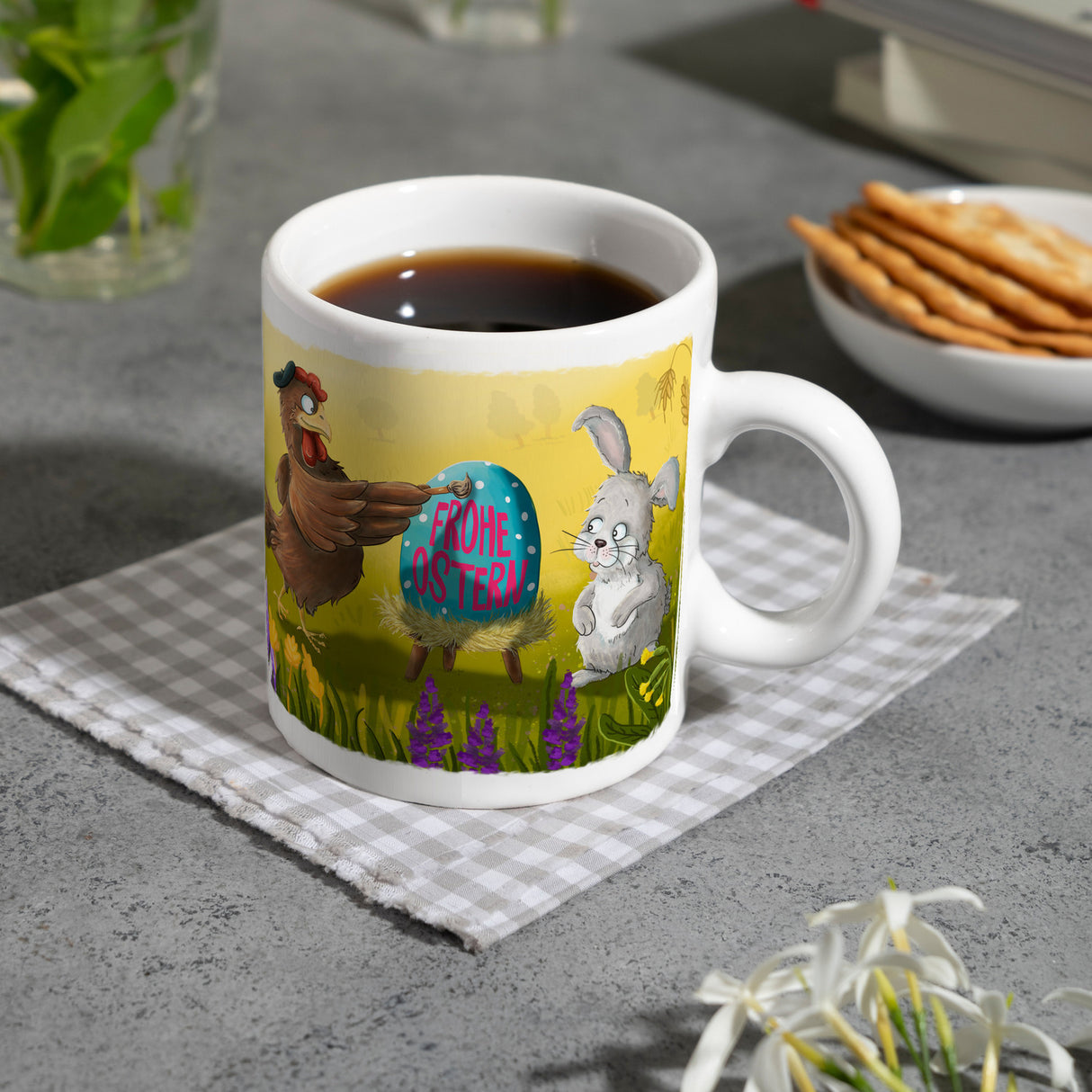 Frohe Ostern Kaffeebecher mit Ostermotiv