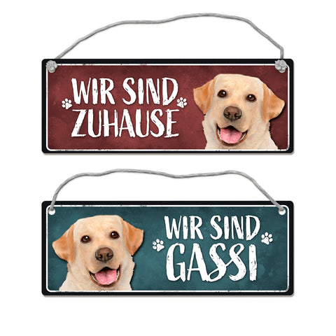 Wir sind Gassi/Zuhause - Labrador Wendeschild mit Kordel