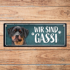 Wir sind Gassi/Zuhause - Rottweiler Wendeschild mit Kordel