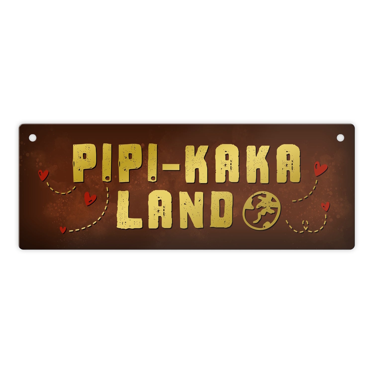 Targa Da Bagno Divertente Pipi-Kaka-Land In Alluminio – Regalo Per Amici E Parenti