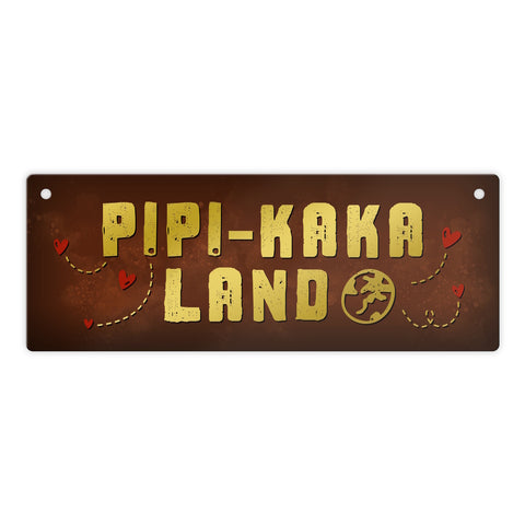 Toiletten Metallschild mit Klo Motiv und Spruch: Pipi-Kaka-Land