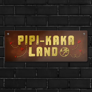 Toiletten Metallschild mit Klo Motiv und Spruch: Pipi-Kaka-Land