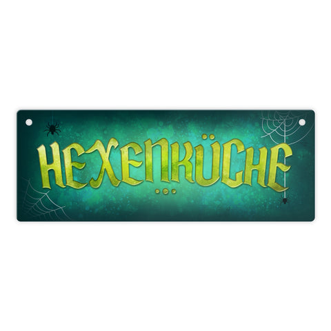 Küche Metallschild mit Spinne Motiv und Spruch: Hexenküche