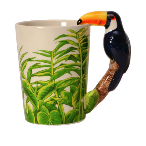 Tukan 3D Kaffeebecher mit Tukan als Griff aus Keramik