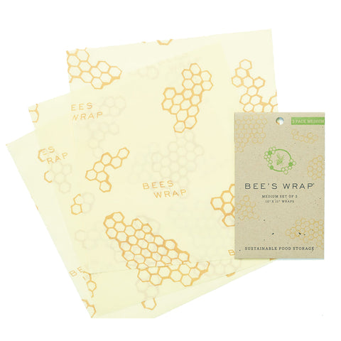 Bee's Wrap Bienenwachstuch Frischhaltefolien in mittelgroß im 3er Set