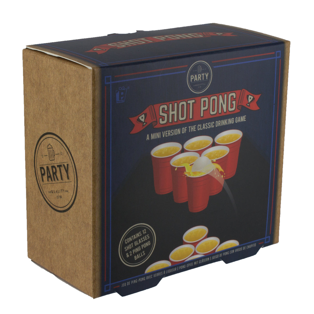 Shot Pong Trinkspiel mit 12 Bechern und 2 Bällen