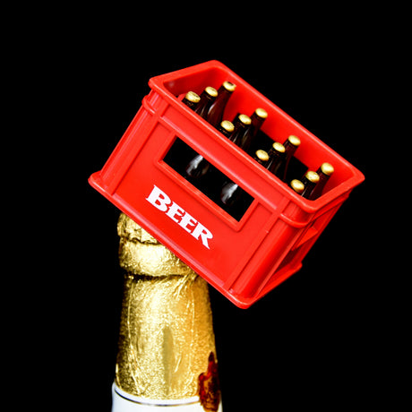 Bierkiste Flaschenöffner mit Magnet in rot