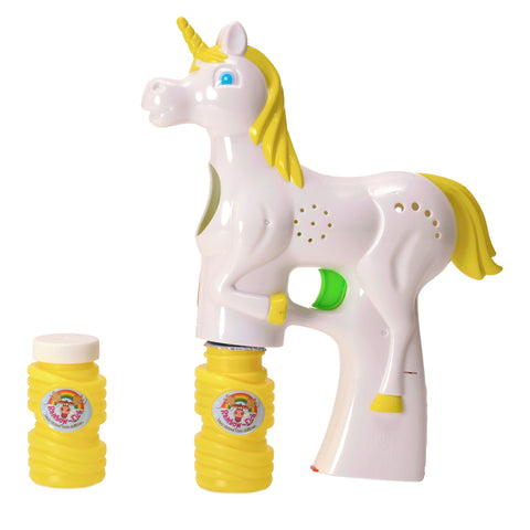 Einhorn Seifenblasenpistole mit Licht in weiß