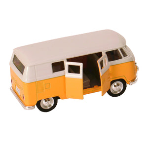 Volkswagen VW T1 Bus Modellauto mit Rückziehmotor in gelb