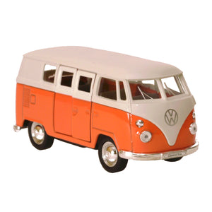 Volkswagen VW T1 Bus Modellauto mit Rückziehmotor in orange