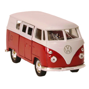 Volkswagen VW T1 Bus Modellauto mit Rückziehmotor in rot