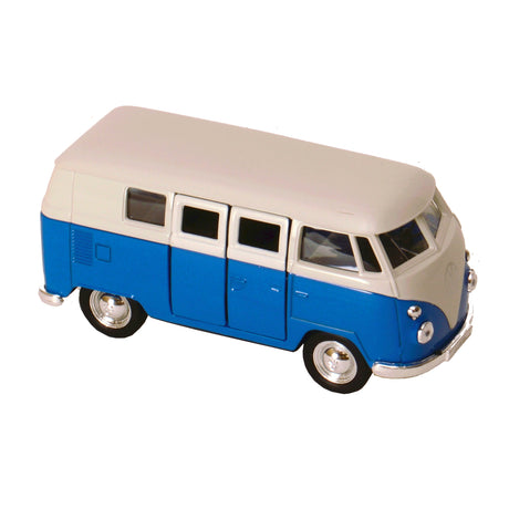 Volkswagen VW T1 Bus Modellauto mit Rückziehmotor in blau