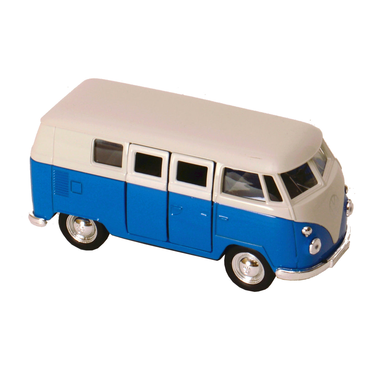 Volkswagen VW T1 Bus Modellauto mit Rückziehmotor in blau