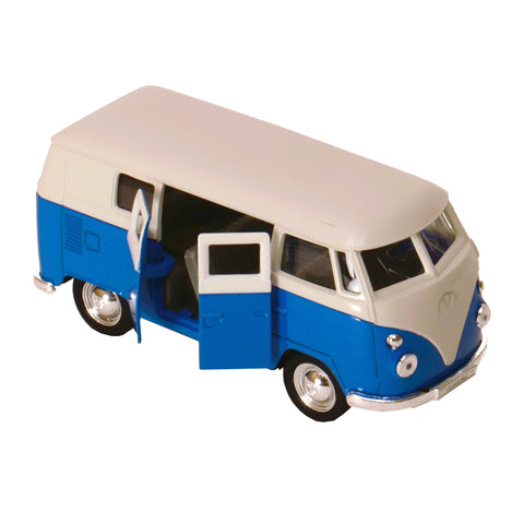 Volkswagen VW T1 Bus Modellauto mit Rückziehmotor in blau