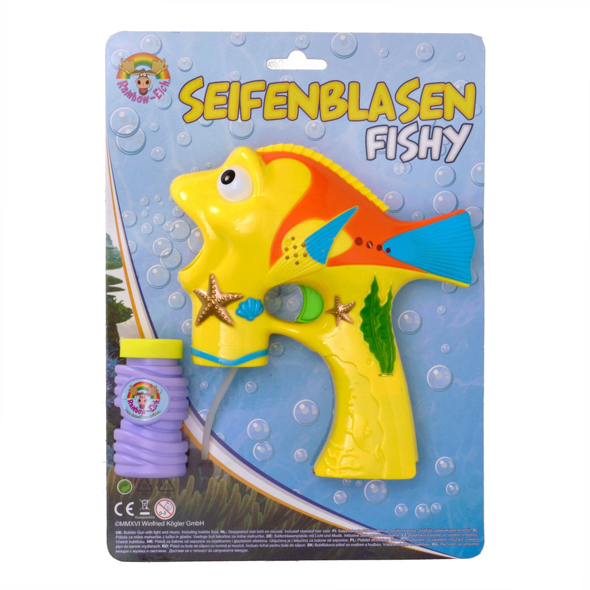 Fisch Seifenblasenpistole in gelb mit Licht und Sound
