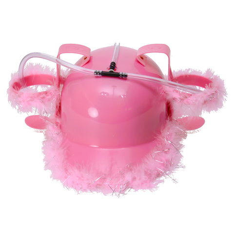 Girly Trinkhelm mit pinken Federn