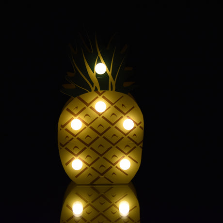 Ananas Dekolampe aus Holz mit 6 LEDs