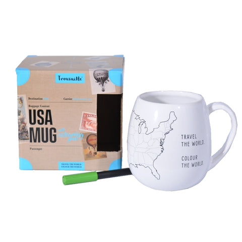 Trouvaille USA XL Kaffeebecher mit Keramikstift zum Ausmalen
