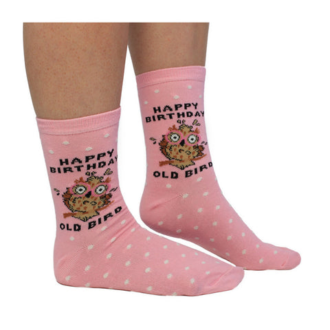 Happy Birthday Old Bird Socken in 37-42 im Paar