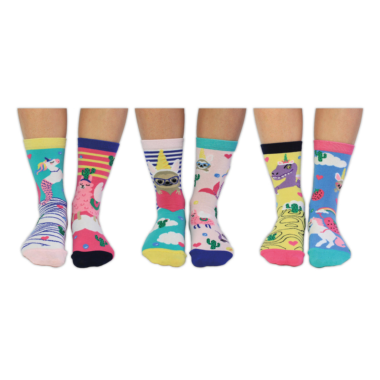 Einhorn vs. Lama Oddsocks Socken Set: 6er Geschenkset - Jetzt kaufen! –