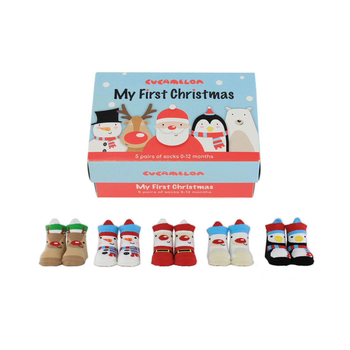 Mein erstes Weihnachten Cucamelon Socken für Babys (5 Paar)