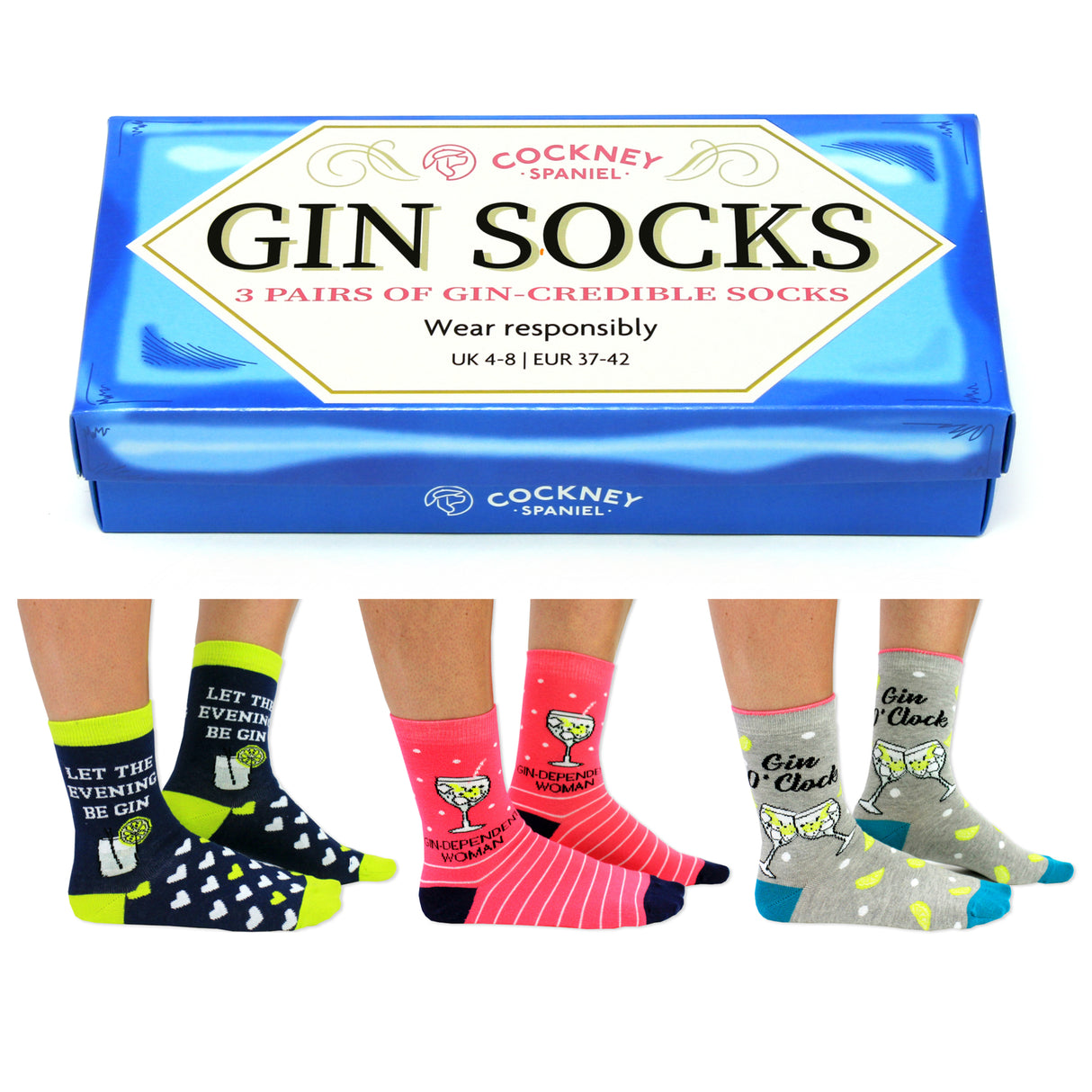 Gin Tonic Socken mit Geschenkverpackung in 37-42 (3 Paar)