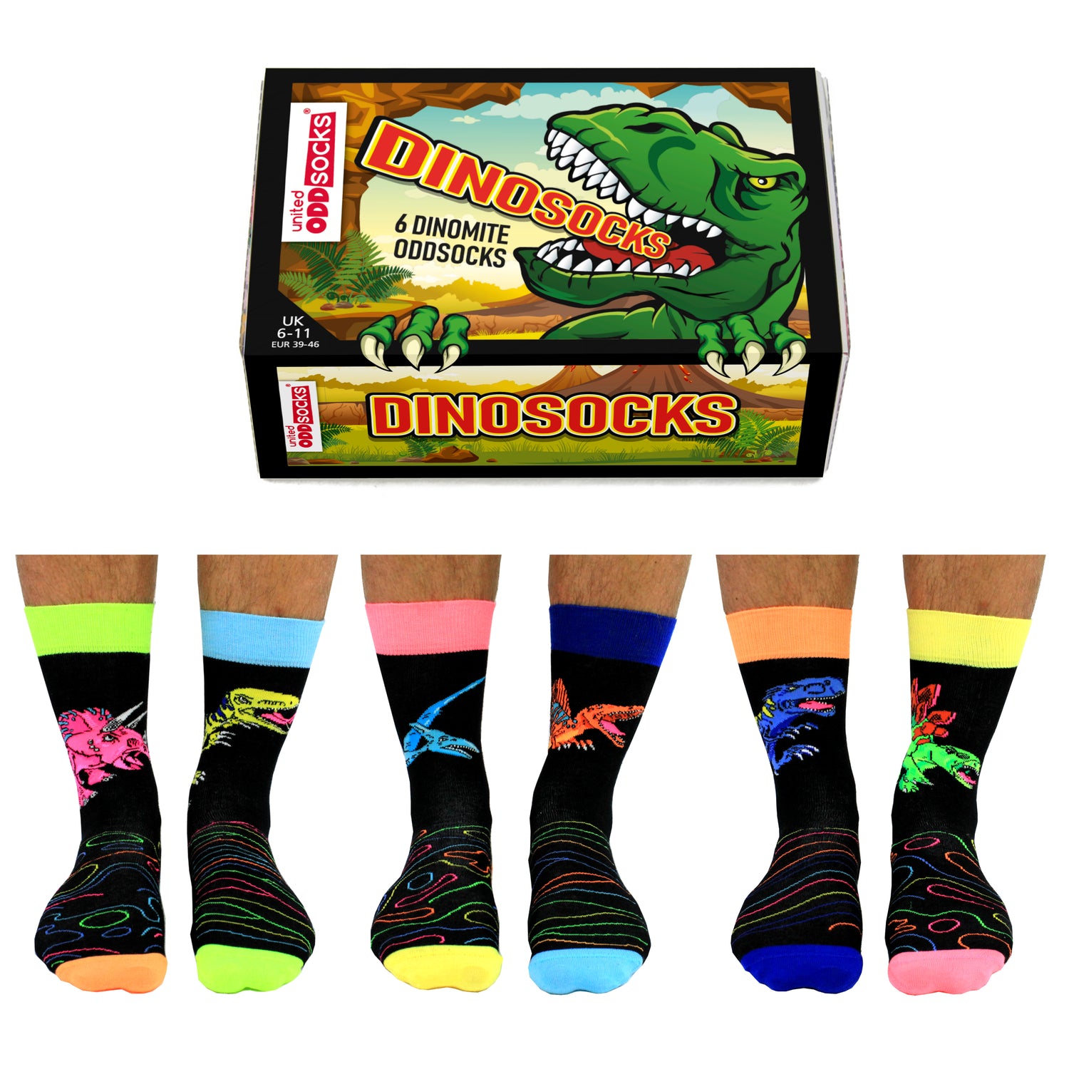 klicken! 6er Set und Socken: Oddsocks für – Jetzt - Kinder Dino kaufen