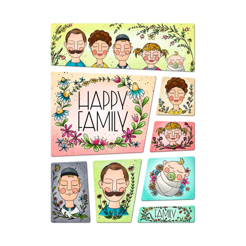 Happy Family Kühlschrankmagnete 8er Set mit Thema Familie