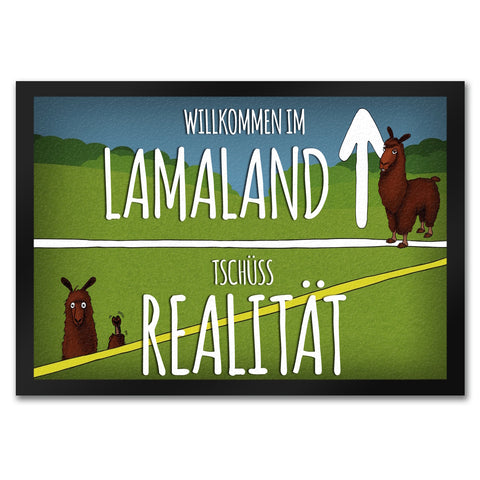 Willkommen im Lamaland - Tschüss Realität Fußmatte