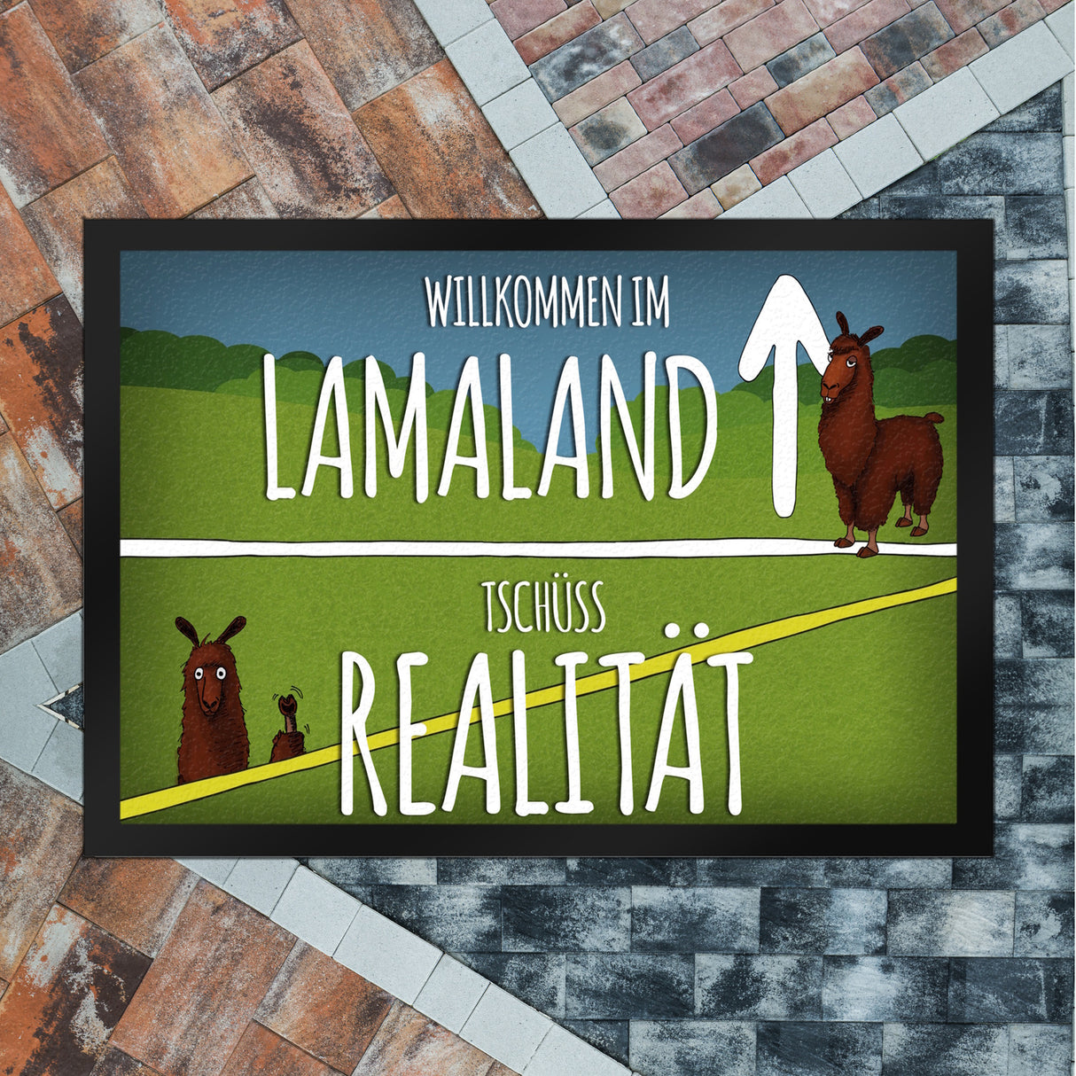 Willkommen im Lamaland - Tschüss Realität Fußmatte